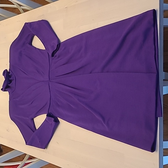 FLAWED VTG Carolyne Roehm Bergdorf Goodman 1960s Purple Faux Wrap Dress - Picture 1 of 17